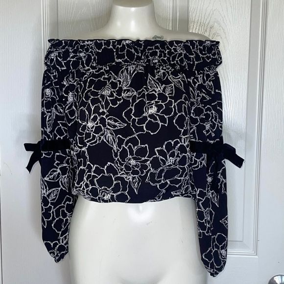 Vintage Havana off the shoulder floral crop top size s - Picture 1 of 6